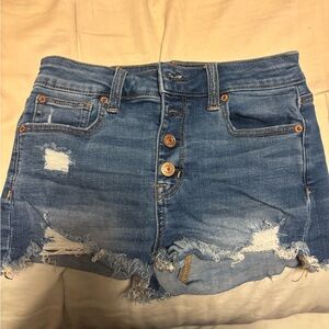 American Eagle Outfitters Blue Distressed Jean Shorts